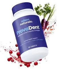 ProvaDent is a natural oral health supplement with probiotics and plant-based ingredients, designed to freshen breath, balance oral bacteria, and promote healthier gums for a confident, radiant smile