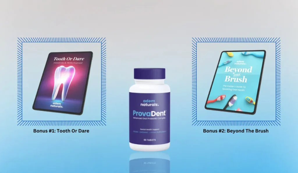 ProvaDent is a natural oral health supplement with probiotics and plant-based ingredients, designed to freshen breath, balance oral bacteria, and promote healthier gums for a confident, radiant smile