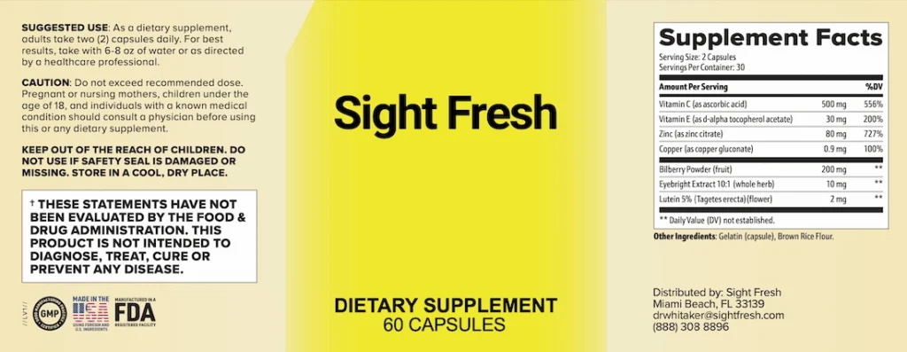 SightFresh is a natural formula developed to help support eye health and protect vision as you age.